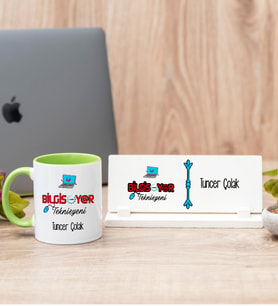 Bilgisayar Teknisyeni Yeşil Kupa Bardak Ve Masa İsimliği Hediye Seti
