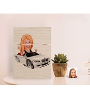 BK Gift Kişiye Özel Kadın Patron Karikatürlü Otantik Masaüstü Ahşap Palet Çerçeve-3 (Beyaz)