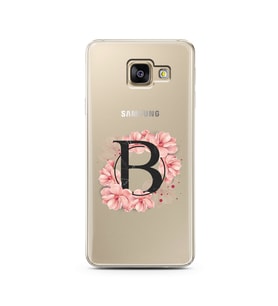 Pembe Çiçekli Harf Tasarım Süper Şeffaf Silikon Telefon Kılıfı Samsung A3 (2017)