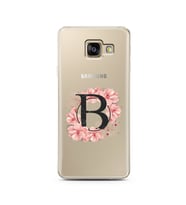 Pembe Çiçekli Harf Tasarım Süper Şeffaf Silikon Telefon Kılıfı Samsung A3 (2017)