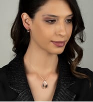 Gümüş Zirkon Taşlı Gözyaşı Damlası Tasarım Abiye Günlük Set (Rose)