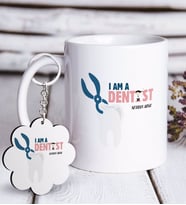 BK Gift Kişiye Özel Mesleki Diş Hekimi Beyaz Kupa ve Anahtarlık Hediye Seti-1 (Model 1)
