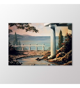 Arty Tablo Deniz Manzaralı Teras Tablo (Karışık)