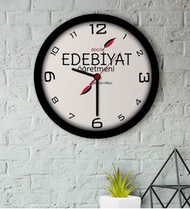 BK Gift Kişiye Özel Edebiyat Öğretmeni Ahşap Duvar Saati-5 (Beyaz)