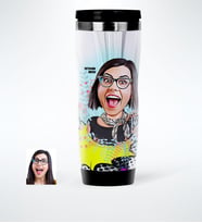 BK Gift Kişiye Özel Bayan Karikatürlü Çelik Termos Bardak  8