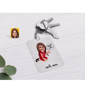 BK Gift Kişiye Özel Kız Çocuk Kolay Yetişmiyor Karikatürlü Şeffaf Pleksi Anahtarlık-3 (Beyaz)