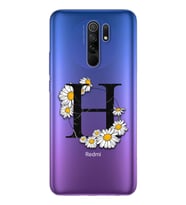 Papatya Harf Tasarım Süper Şeffaf Silikon Telefon Kılıfı Xiomai Redmi 9 H-Harfi