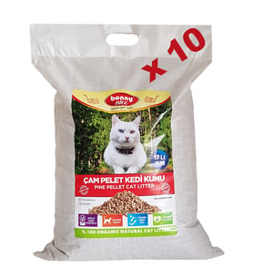 Bonny Nice Organik Çam Pelet Kedi Kumu 10 kg 17 l x 10 Paket