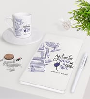 BK Gift Kişiye Özel Öğretmenler Günümüz Kutlu Olsun Beyaz Defter Kalem Türk Kahvesi Fincanı Seti-6 (Model 1)
