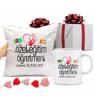 Özel Eğitim Öğretmeni Kupa Bardağı ve Yastığı Hediye Seti (Model 1)
