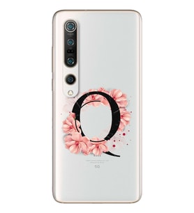 Pembe Çiçekli Harf Tasarım Süper Şeffaf Silikon Telefon Kılıfı Xiomai Mi10- Mi 1