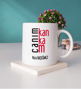 Kankaya Hediye Canım Kankam Tasarımlı Arkadaşa Kişiye Özel Kanka Kupa Bardak ve Taş Bardak Altlığı Seti