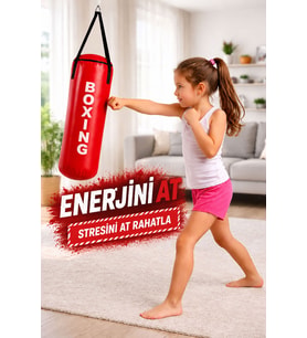 Spor Byfit 53 Cm x 20 Cm Hazır Dolu Kırmızı Çocuk Boks Kum Torbası