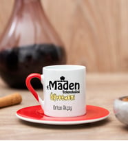 Maden Teknolojisi Öğretmeni Kırmızı Türk Kahvesi Fincanı