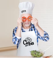 BK Gift Kişiye Özel Chef Erkek Mutfak Önlüğü ve Aşçı Şapkası Seti-1 (Beyaz)