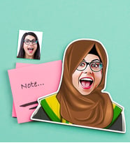 BK Gift Kişiye Özel Tesettürlü Bayan Karikatürlü Ahşap Magnet-2 (Çok Renkli)