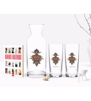 BK Gift Kişiye Özel Renkli Baskılı İsimli İkili Rakı Bardağı Karaf ve Cep Kitabı Hediye Seti-108 (Model 1)