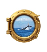 Renkselart Gemi, Denizalti, Pencere, Balina Duvar Sticker-302