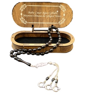 Kişiye Özel Gümüş İsimli Tesbih Set (Siyah - Gümüş)