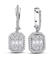 Modern Tasarım 1.50 Ct Baget Kare Tektaş Küpe 18 K (Beyaz)