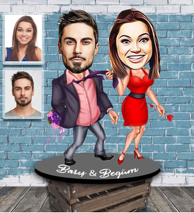 Kişiye Özel Sevgili Karikatürlü Ahşap Biblo Model 6