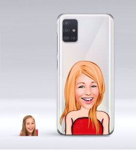 BK Gift Kişiye Özel Bayan Karikatürlü Samsung Galaxy A51 İnce Şeffaf Silikon Telefon Kapağı-33 (Beyaz)