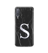 Samsung A7 (2018) Siyah Mermer Harf Tasarımlı Telefon Kılıfı S-Harfi 