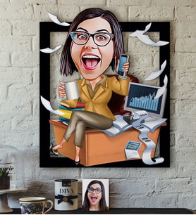 BK Gift Kişiye Özel Bayan Muhasebeci Karikatürlü 3D Ahşap Tablo-1