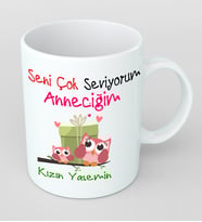 Kişiye Özel Seni Çok Seviyorum Anneciğim Anneler Günü Kupa Bardak