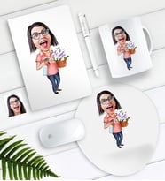 BK Gift Kişiye Özel Ev Hanımı Karikatürlü Defter Kalem Kupa Mouse Pad Seti-2 (Model 1)