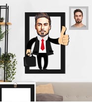 Kişiye Özel İş Adamı Karikatürlü 3D Ahşap Tablo 30x47 Bay-2