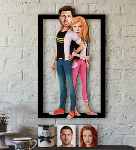BK Gift Kişiye Özel Sevgililer Karikatürlü 3D Ahşap Tablo-39