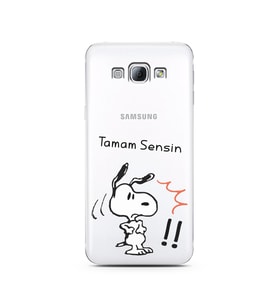 Snoopy Tasarımlı Süper Şeffaf Silikon Telefon Kılıfı Samsung A8 (2015)  