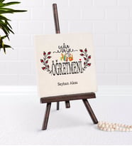 BK Gift Kişiye Özel Yılın En İyi Öğretmeni Şovaleli Doğal Taş-2 (Beyaz)