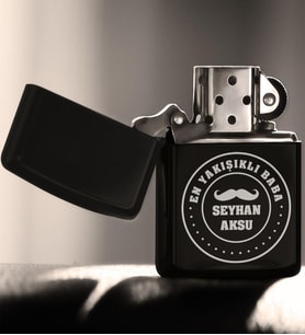 BK Gift Kişiye Özel En Yakışıklı Baba Siyah Benzinli Metal Çakmak