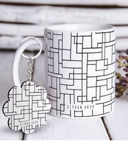 BK Gift Kişiye Özel İsimli Beyaz Kupa ve Anahtarlık Hediye Seti-32 (Model 1)