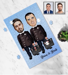Kişiye Özel Seksenler Siyah Önlük Karikatürlü A3 130 Parça Puzzle Erkek Arkadaş-1
