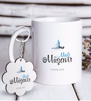 BK Gift Kişiye Özel Mesleki Mali Müşavir Beyaz Kupa ve Anahtarlık Hediye Seti (Model 1)