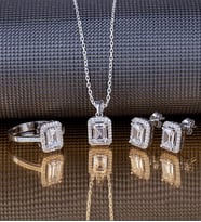 Else Silver Baget Pırlanta Tasarımı Gümüş Takı Seti