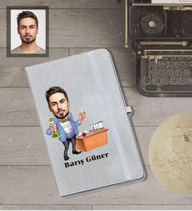 Kişiye Özel Öğretmen Karikatürlü Gri Defter Bay-3