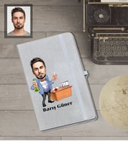 Kişiye Özel Öğretmen Karikatürlü Gri Defter Bay-3