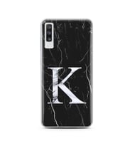 Samsung A70 Siyah Mermer Harf Tasarımlı Telefon Kılıfı K-Harfi 