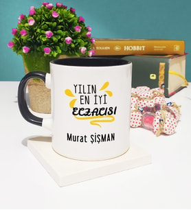 Yılın En İyi Eczacısı Tasarımlı Eczacıya Eczacı Kupa Bardak Siyah