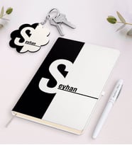 BK Gift Kişiye Özel İsimli Beyaz Defter Kalem ve Anahtarlık Hediye Seti-14 (Model 1)