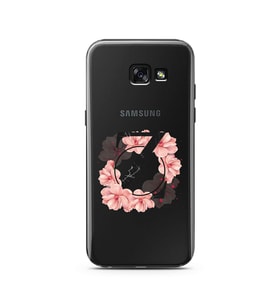 Pembe Çiçekli Harf Tasarım Süper Şeffaf Silikon Telefon Kılıfı Samsung A5 (2015)