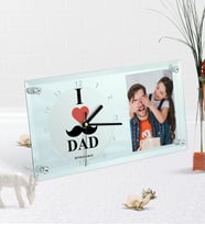 BK Gift Kişiye Özel Fotoğraflı Babamı Seviyorum Masaüstü Cam Saat (Beyaz)