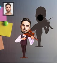 Kişiye Özel Kemancı Karikatürlü Ahşap Magnet Bay-1