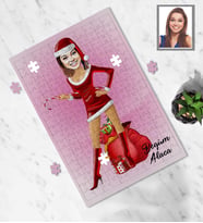 Kişiye Özel Yılbaşı Bayan Karikatürlü 99 Parça Puzzle Model-8