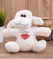 Sevgililere Özel Tarihli ve İsimli Peluş Koyun