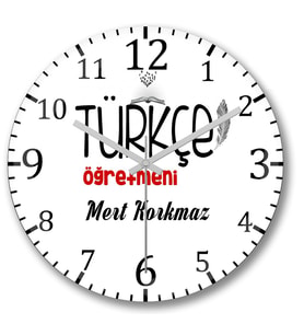 İsme Ve Kişiye Özel Türkçe Öğretmeni Saati Bombeli Gercek Cam